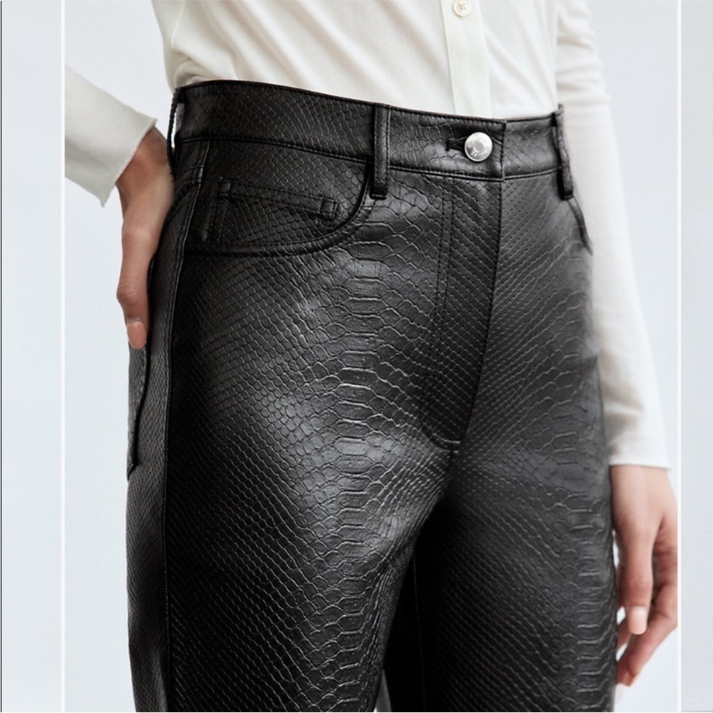 Aritzia Wilfred The Melina Black Snakeskin Vegan Faux Leather Pant Size 0 - Picture 3 of 7
